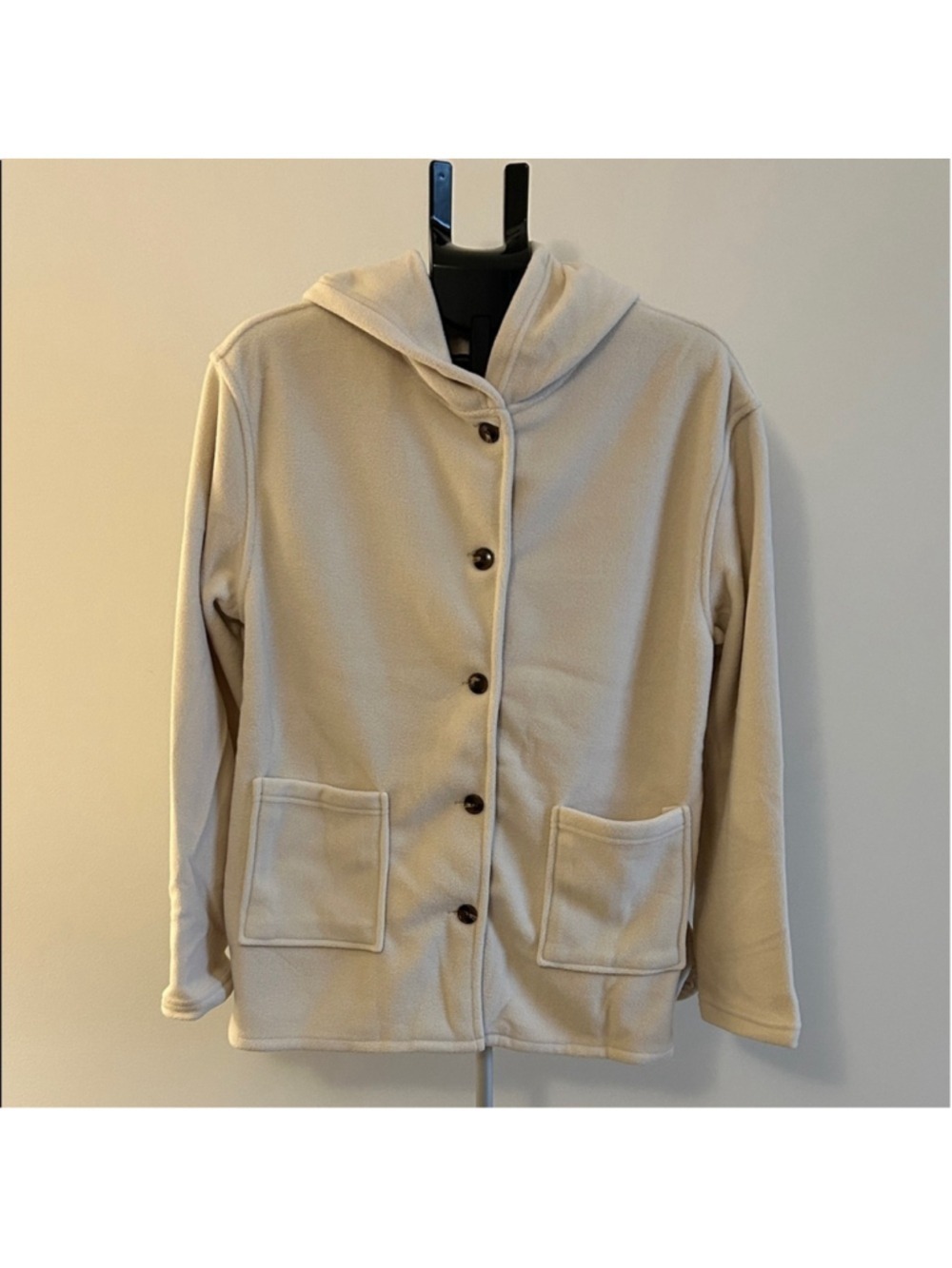 Cream Hooded Button-Up Jacket